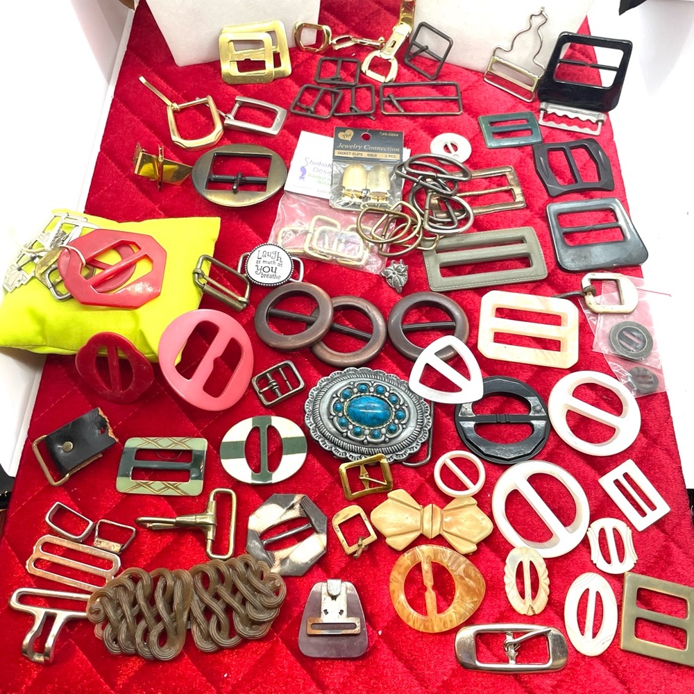 Various Vintage to Antique Belt Buckles- Bakelite…